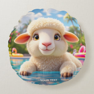 Fantasy Niedlich Happy Sheep Pool Rundes Kissen