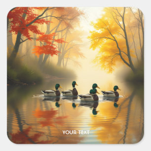 Fantasy Niedlich Herbstsee Quadratischer Aufkleber