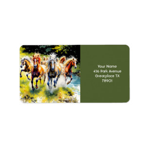 Fantasy Niedlich Herd Wilde Pferde Adressaufkleber