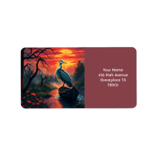 Fantasy Niedlich Heron Abend Lake Adressaufkleber