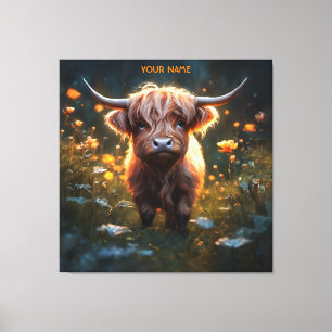 Fantasy Niedlich Highland Baby Cow Leinwanddruck
