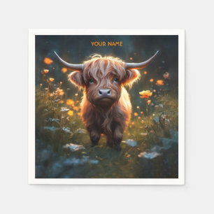 Fantasy Niedlich Highland Baby Cow Serviette
