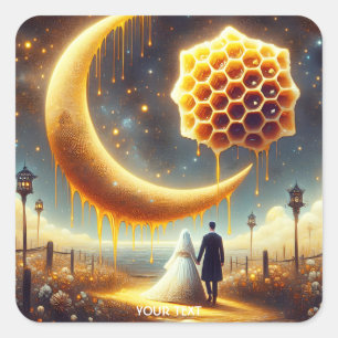Fantasy Niedlich Honey Moon Couple Quadratischer Aufkleber