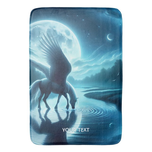 Fantasy Niedlich Horse Wings Moon Badematte (Vorderseite Vertikal)