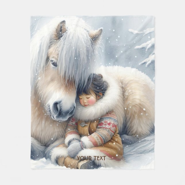 Fantasy Niedlich Horse Winter Fleecedecke (Vorderseite)