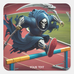 Fantasy Niedlich Hurdles Man läuft Quadratischer Aufkleber