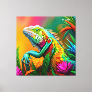Fantasy Niedlich Iguana Art Deco Stil Leinwanddruck