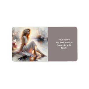 Fantasy Niedlich Impasto Girl Sunrise Adressaufkleber