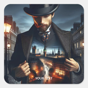 Fantasy Niedlich Jack London Night Quadratischer Aufkleber
