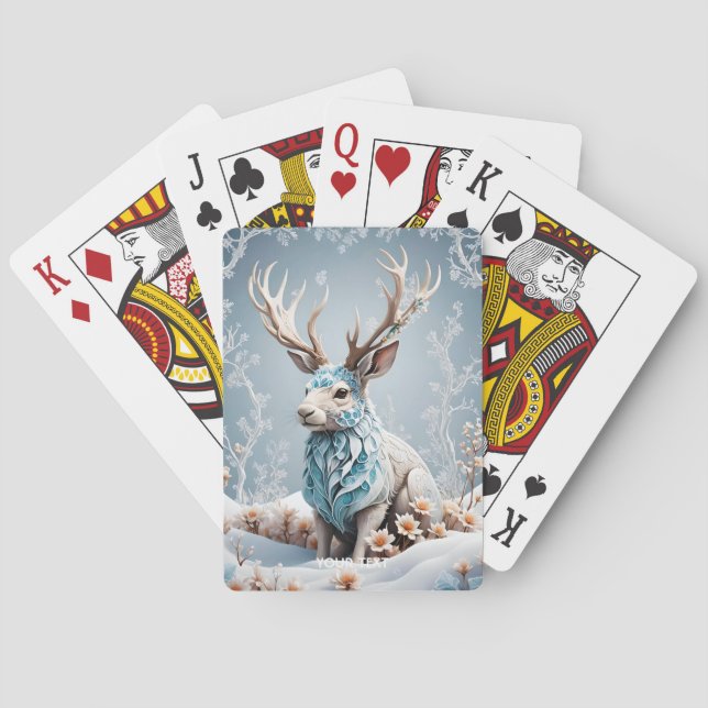 Fantasy Niedlich Jackalope Winter Ice Spielkarten (Rückseite)