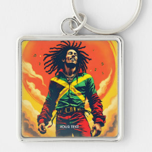 Fantasy Niedlich Jamaica Flag Sun Schlüsselanhänger