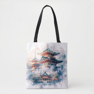 Fantasy Niedlich Japanischer Tempel Wasserfarbe
