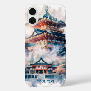 Fantasy Niedlich Japanischer Tempel Wasserfarbe iPhone 16 Plus Hülle