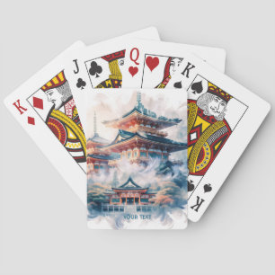Fantasy Niedlich Japanischer Tempel Wasserfarbe Spielkarten
