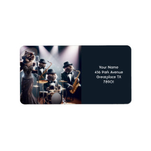 Fantasy Niedlich Jazz Band Cats Adressaufkleber