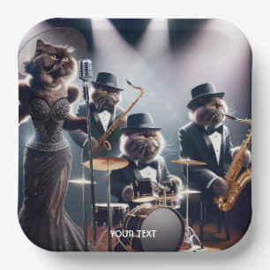 Fantasy Niedlich Jazz Band Cats Pappteller