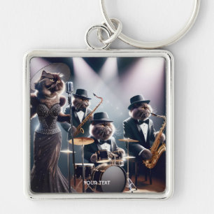 Fantasy Niedlich Jazz Band Cats Schlüsselanhänger