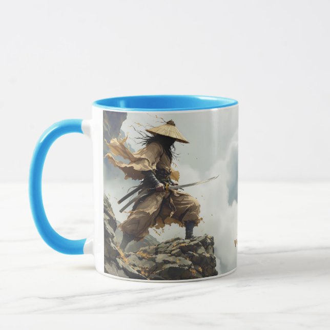 Fantasy Niedlich Katana Samurai Wolken Tasse (Links)