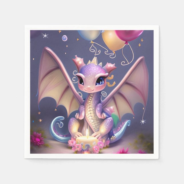 Fantasy Niedlich Kawaii Baby Dragon Serviette (Vorderseite)