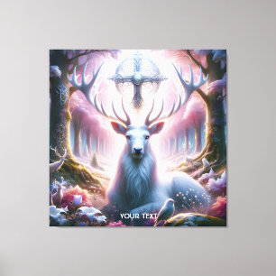 Fantasy Niedlich King Deer Blume Leinwanddruck