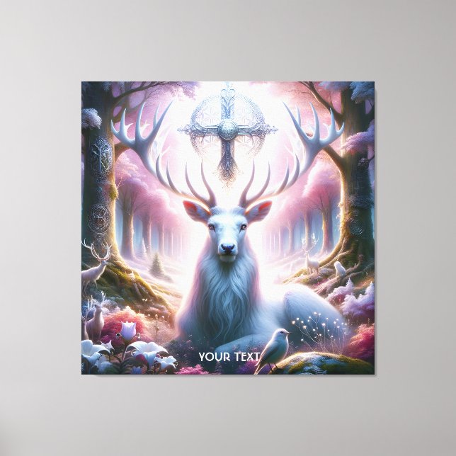 Fantasy Niedlich King Deer Blume Leinwanddruck (Vorderseite)