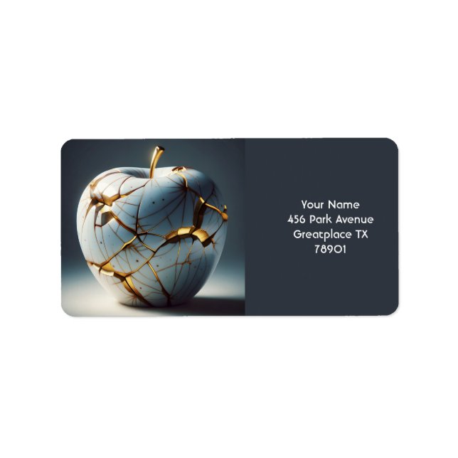 Fantasy Niedlich Kintsugi Porcelain Apple Adressaufkleber (Vorne)