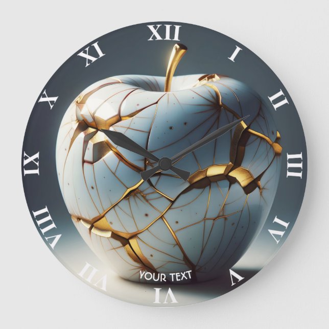 Fantasy Niedlich Kintsugi Porcelain Apple Große Wanduhr (Vorderseite)