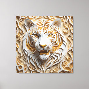 Fantasy Niedlich Kirigami Tiger White Leinwanddruck