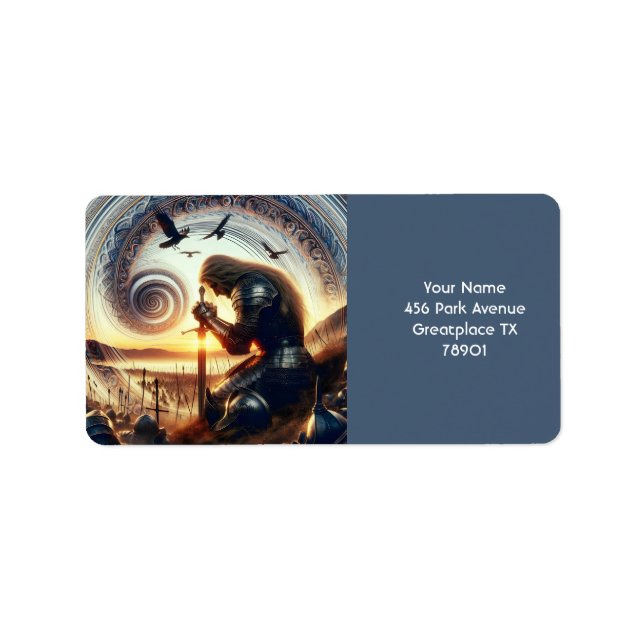 Fantasy Niedlich Knight Sword Legende Adressaufkleber (Vorne)