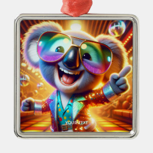 Fantasy Niedlich Koala Dancing Disco Ornament Aus Metall
