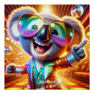 Fantasy Niedlich Koala Dancing Disco Poster