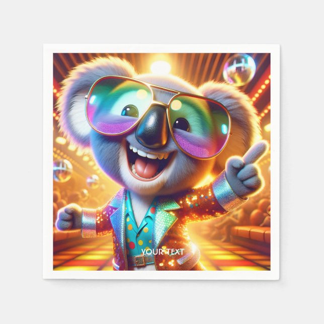 Fantasy Niedlich Koala Dancing Disco Serviette (Vorderseite)