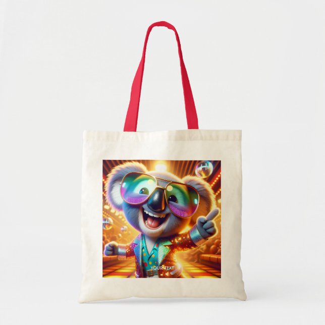 Fantasy Niedlich Koala Dancing Disco Tragetasche (Vorne)