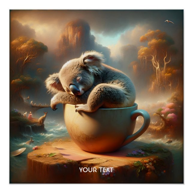 Fantasy Niedlich Koala Tea Cup Poster (Vorderseite)