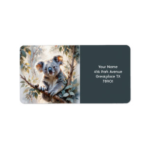 Fantasy Niedlich Koala Tree Wasserfarbe Adressaufkleber
