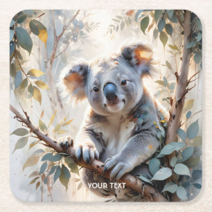 Fantasy Niedlich Koala Tree Wasserfarbe Rechteckiger Pappuntersetzer