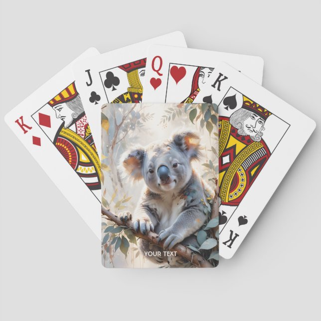 Fantasy Niedlich Koala Tree Wasserfarbe Spielkarten (Rückseite)