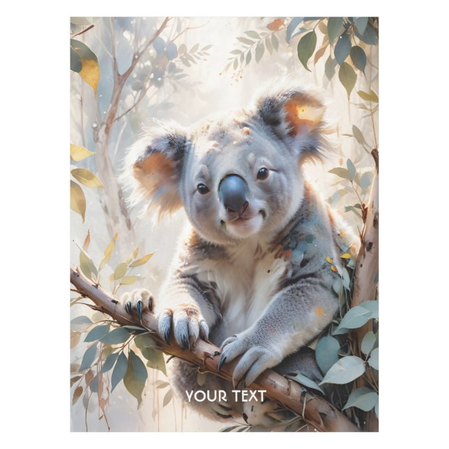 Fantasy Niedlich Koala Tree Wasserfarbe Tischdecke (Vorderseite)
