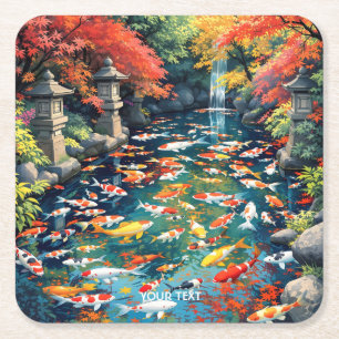 Fantasy Niedlich Koi Fish Pond Rechteckiger Pappuntersetzer