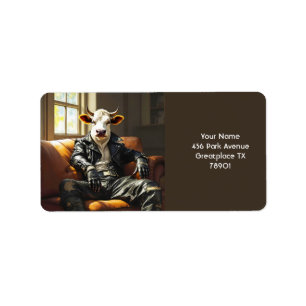 Fantasy Niedlich Kuh Leder Couch Leder Adressaufkleber