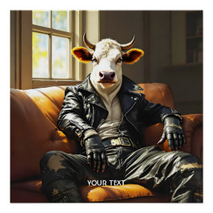 Fantasy Niedlich Kuh Leder Couch Leder Poster