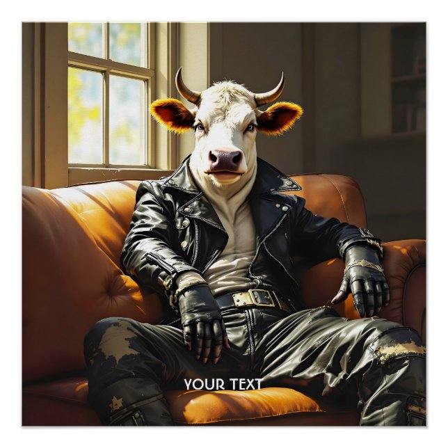 Fantasy Niedlich Kuh Leder Couch Leder Poster (Vorderseite)