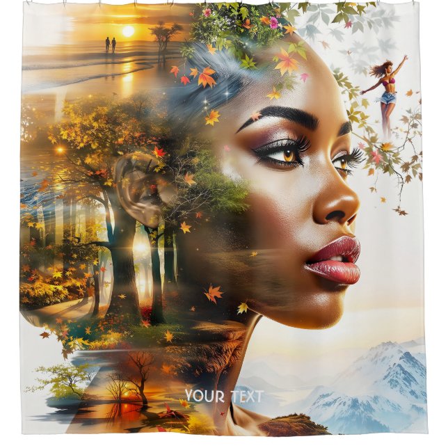 Fantasy Niedlich Lady African Landscape Duschvorhang (Vorderseite)