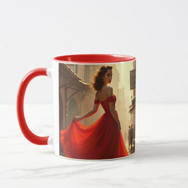 Fantasy Niedlich Lady Red Dress Tasse (Links)