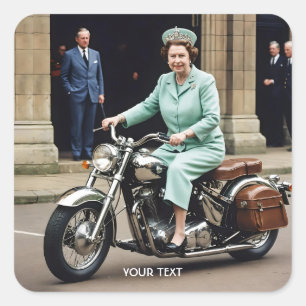 Fantasy Niedlich Lady Riding Motorrad Quadratischer Aufkleber
