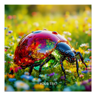 Fantasy Niedlich Ladybug Polished Glass Poster