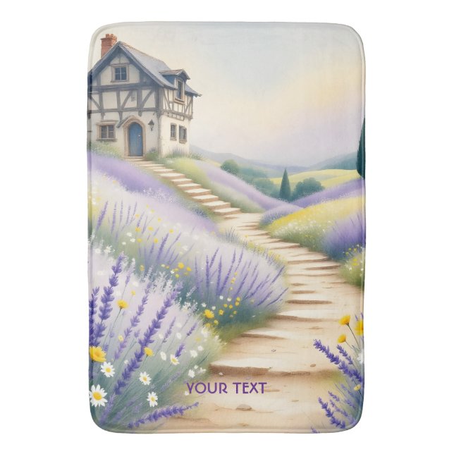 Fantasy Niedlich Lavender House Blume Badematte (Vorderseite Vertikal)