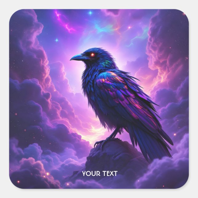 Fantasy Niedlich Lavender Raven Sunset Quadratischer Aufkleber (Vorderseite)