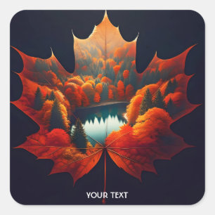 Fantasy Niedlich Leaf Forest Fall Quadratischer Aufkleber