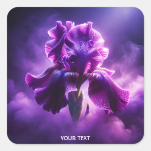 Fantasy Niedlich Lila Iris Fog Quadratischer Aufkleber